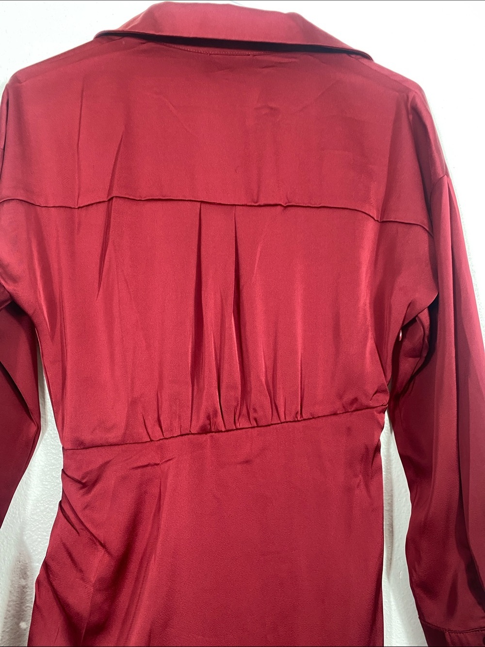 Vici Burgundy Satin Twist-Waist Midi Dress Size Xs - Picture 8 of 16